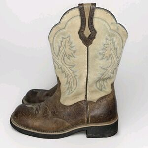 Ariat Fatbaby Beige/brown Leather Cowboy Boot US 9 B Western Cowgirl Boots